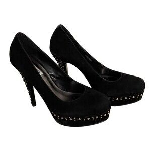 Steve Madden Women's Tristano Platform Pumps Black Suede Size 7.5 M Minimal Wear